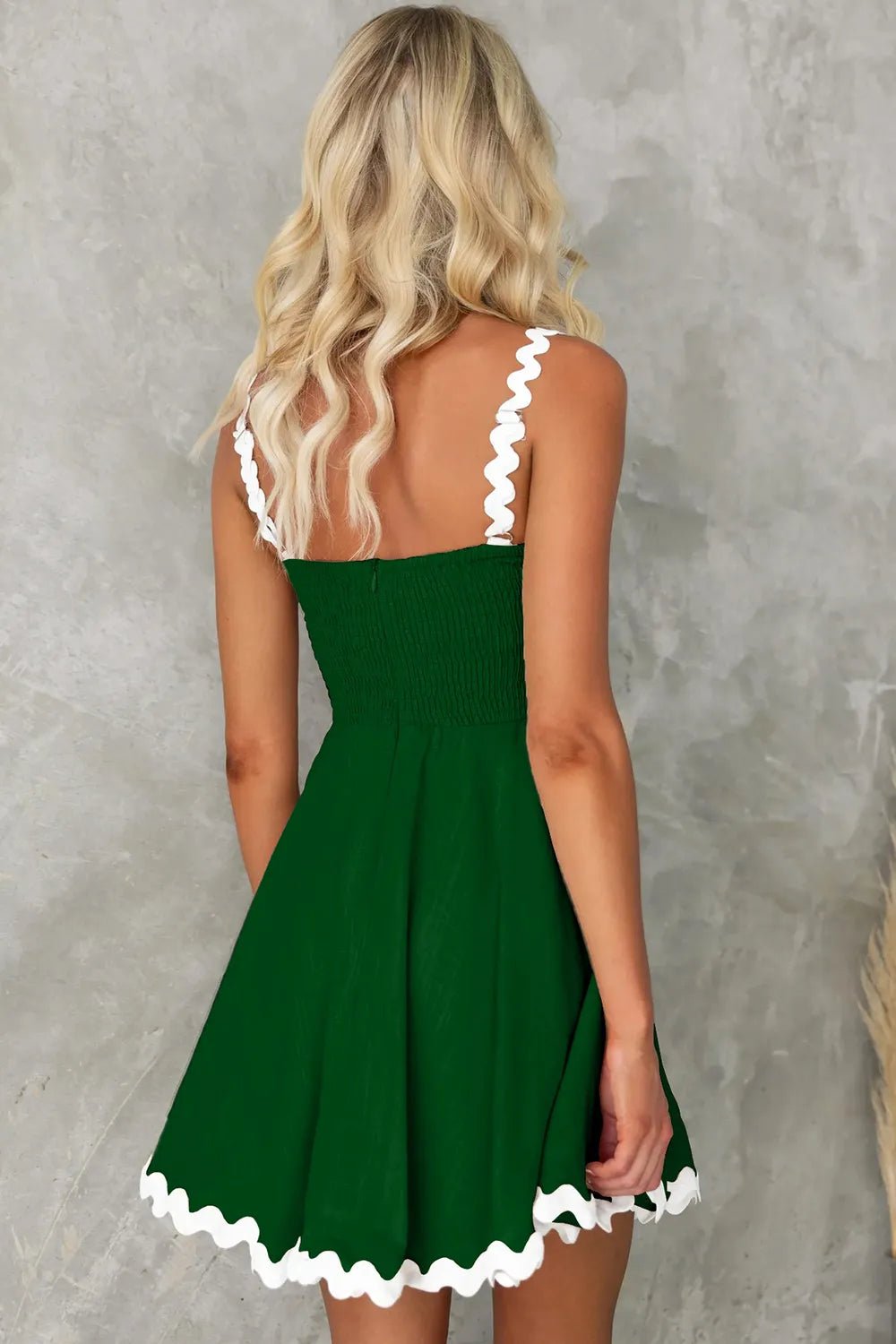 Contrast Trim Square Neck Mini Dress - LuminaContrast Trim Square Neck Mini Dress
