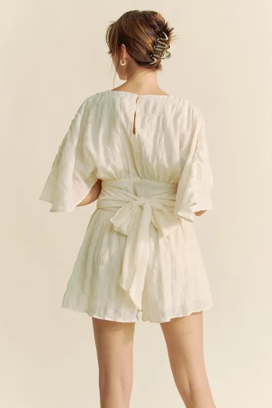 Davi & Dani Batwing Sleeve Waist Belt Romper - LuminaDavi & Dani Batwing Sleeve Waist Belt Romper