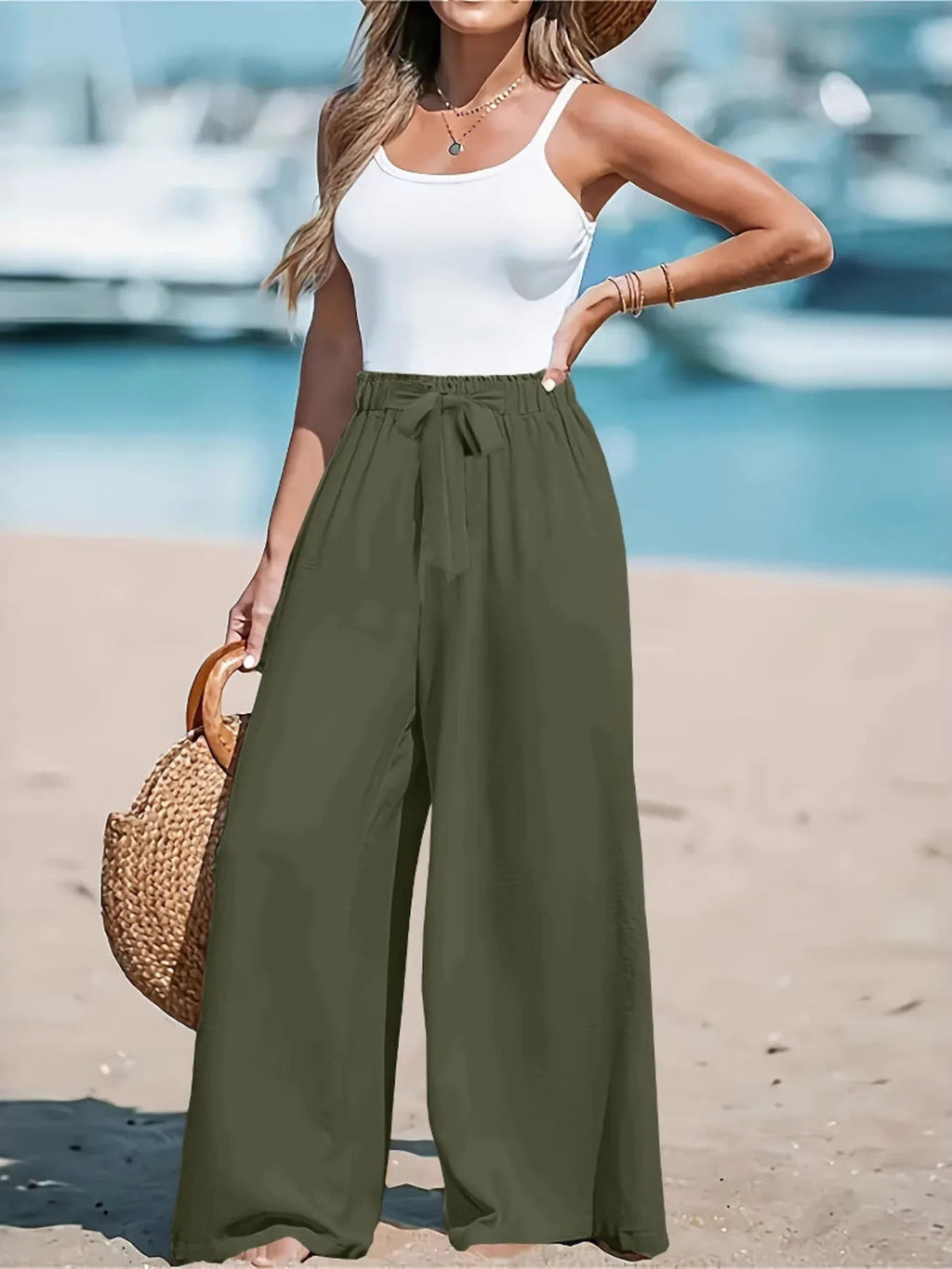 Full Size Drawstring Waist Wide Leg Pants Plus Size - LuminaFull Size Drawstring Waist Wide Leg Pants Plus Size