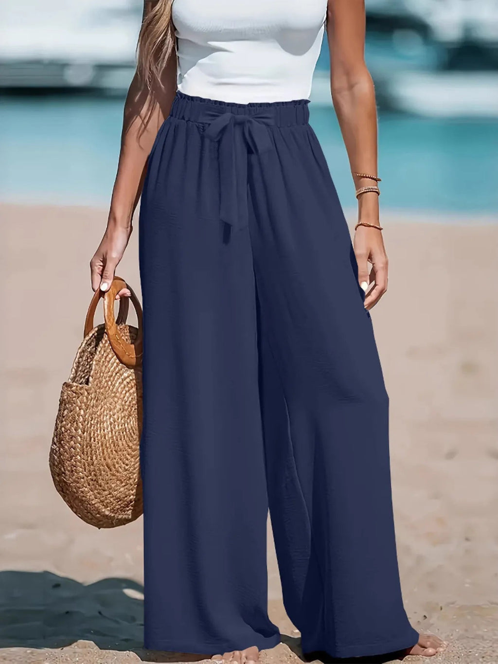Full Size Drawstring Waist Wide Leg Pants Plus Size - LuminaFull Size Drawstring Waist Wide Leg Pants Plus Size