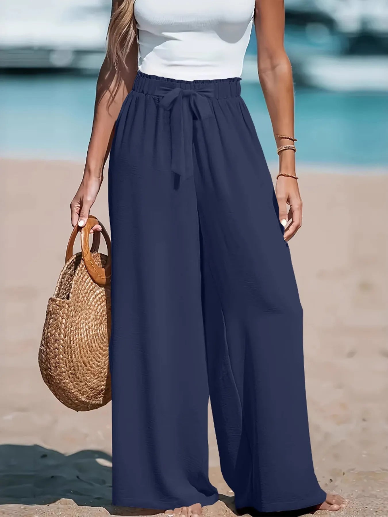 Full Size Drawstring Waist Wide Leg Pants Plus Size - LuminaFull Size Drawstring Waist Wide Leg Pants Plus Size