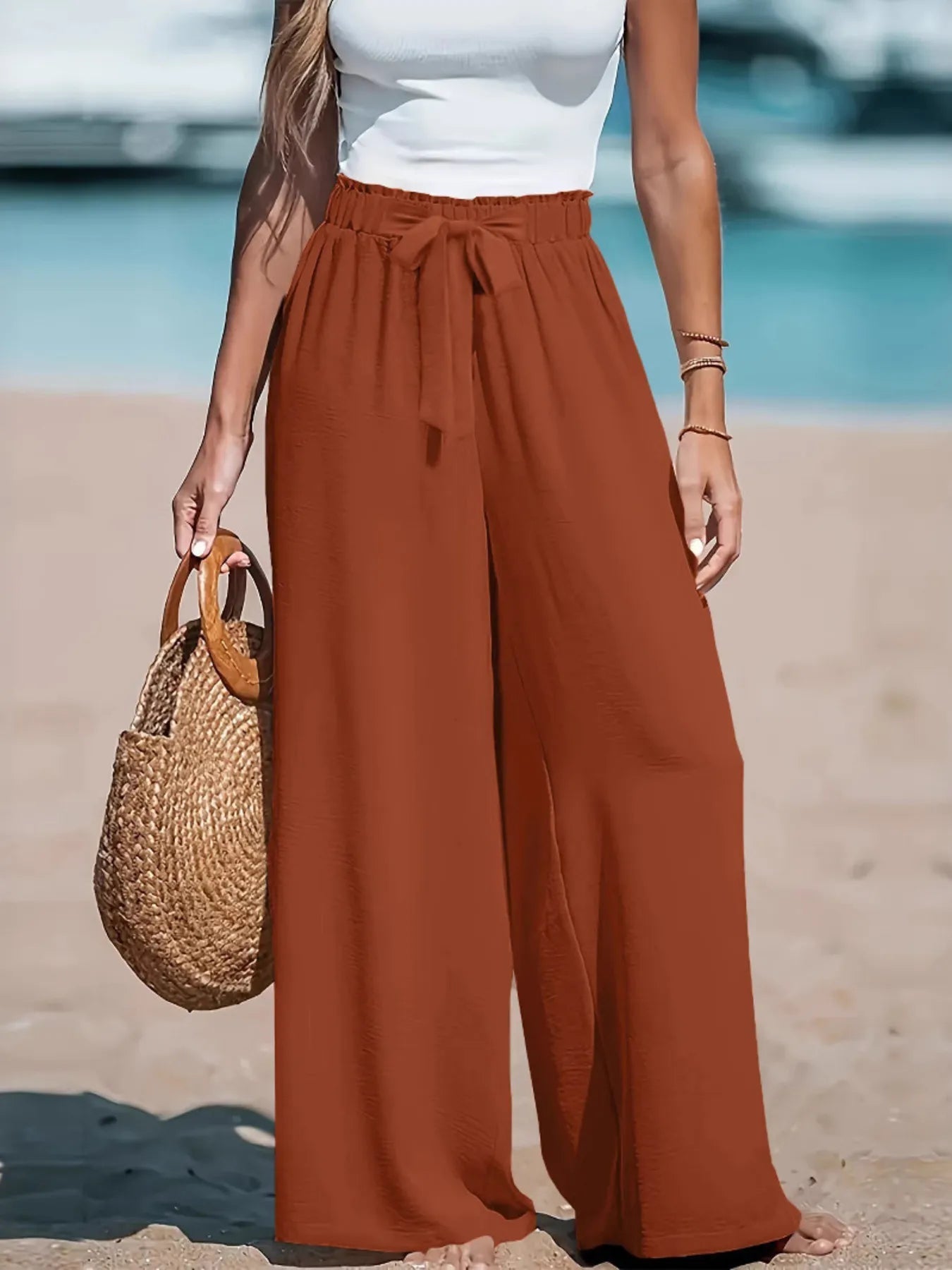 Full Size Drawstring Waist Wide Leg Pants Plus Size - LuminaFull Size Drawstring Waist Wide Leg Pants Plus Size