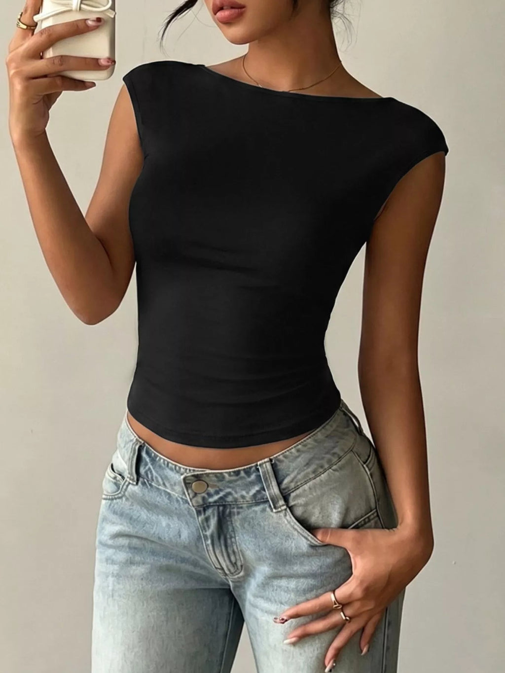 Lace Detail Cap-Sleeve T-Shirt - LuminaLace Detail Cap-Sleeve T-Shirt