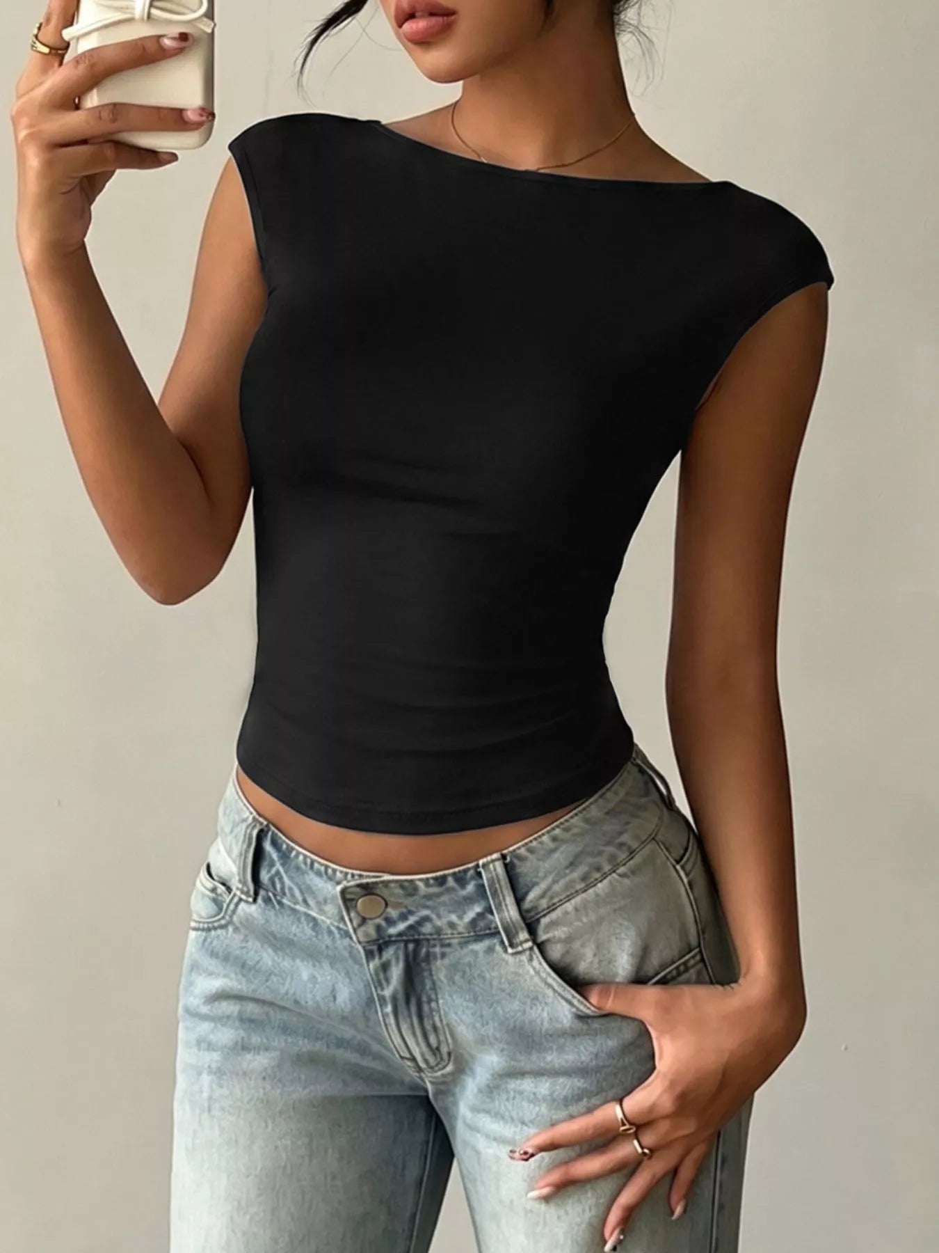 Lace Detail Cap-Sleeve T-Shirt - LuminaLace Detail Cap-Sleeve T-Shirt