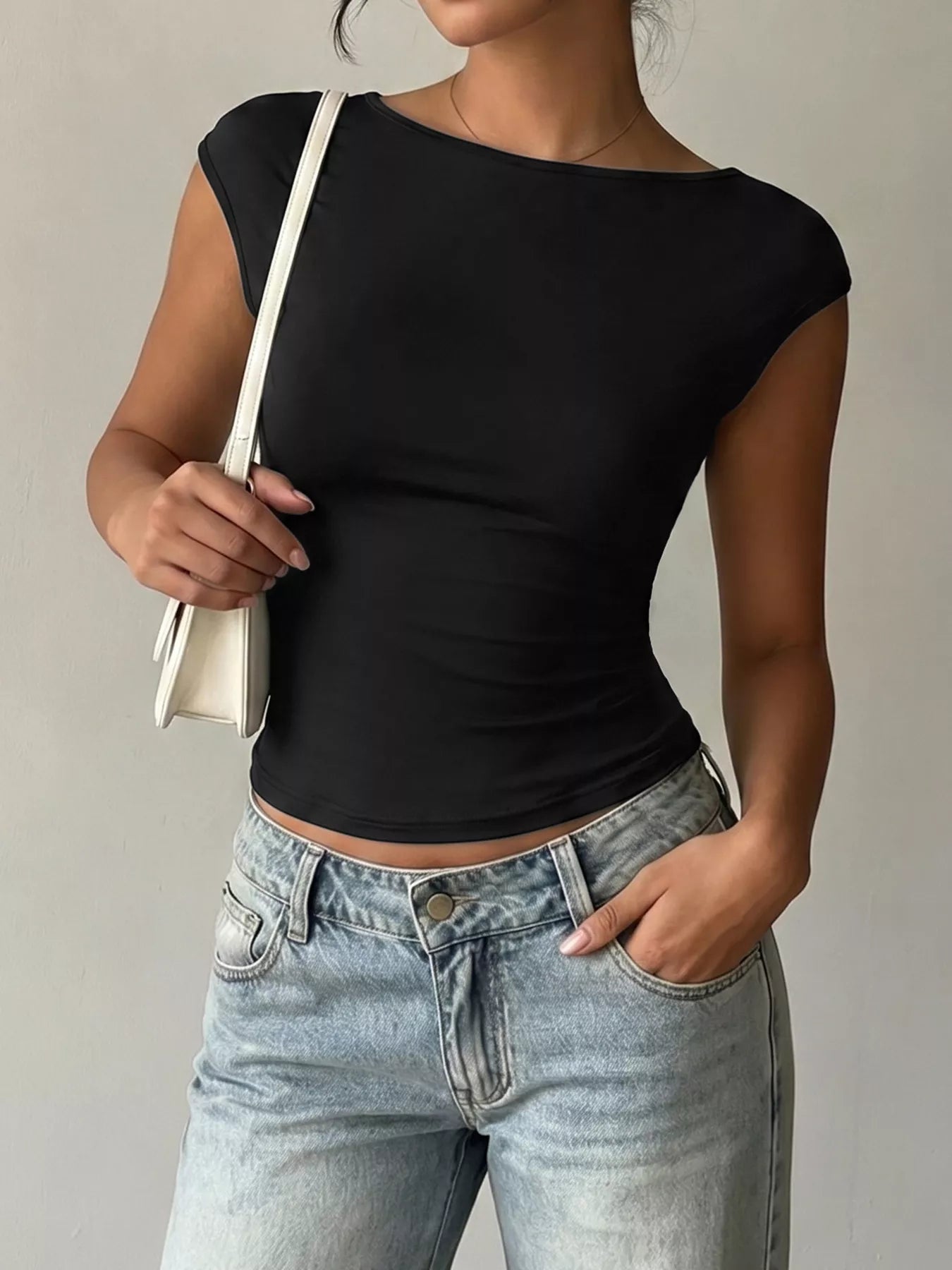 Lace Detail Cap-Sleeve T-Shirt - LuminaLace Detail Cap-Sleeve T-Shirt