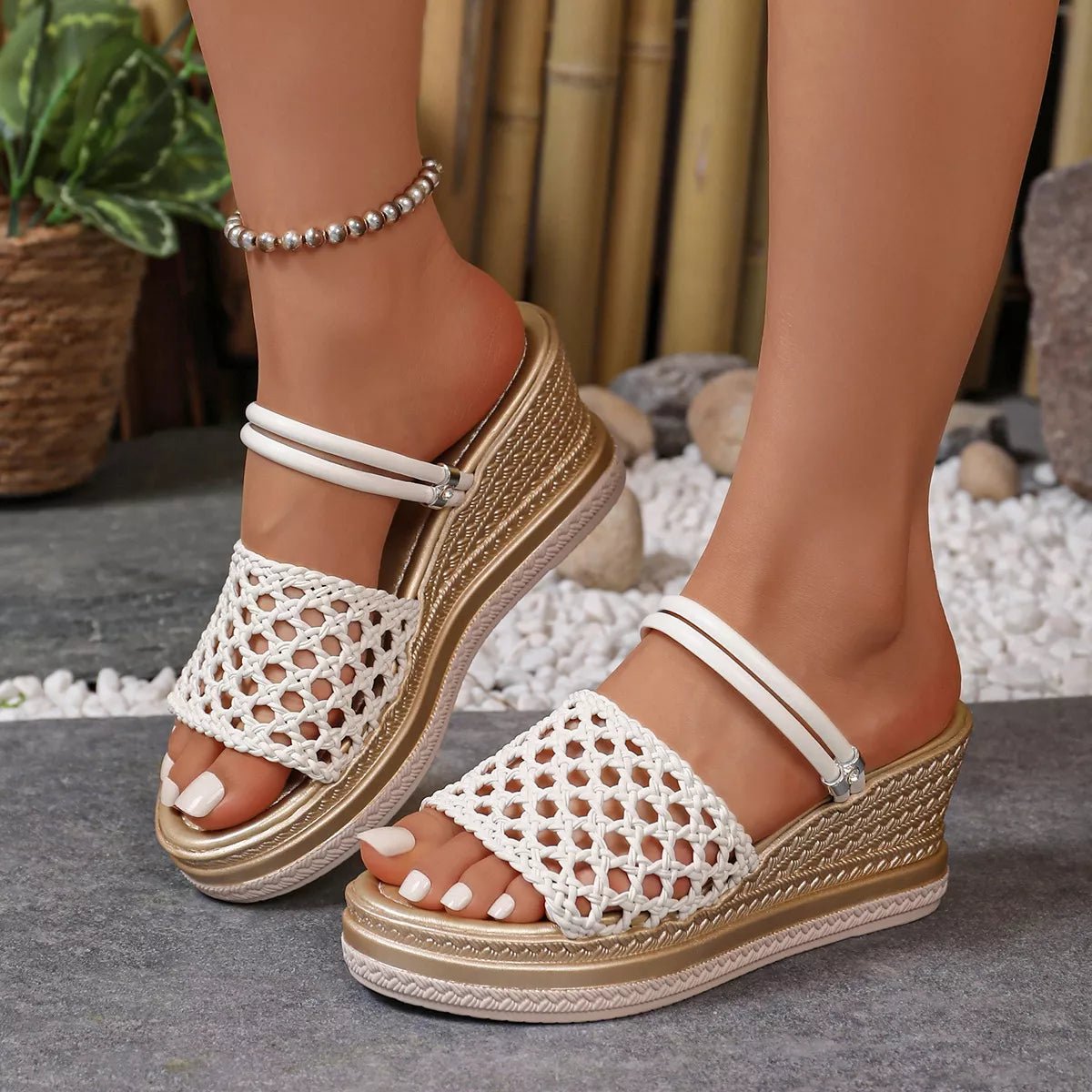 Open Toe Wedge Sandals - LuminaOpen Toe Wedge Sandals