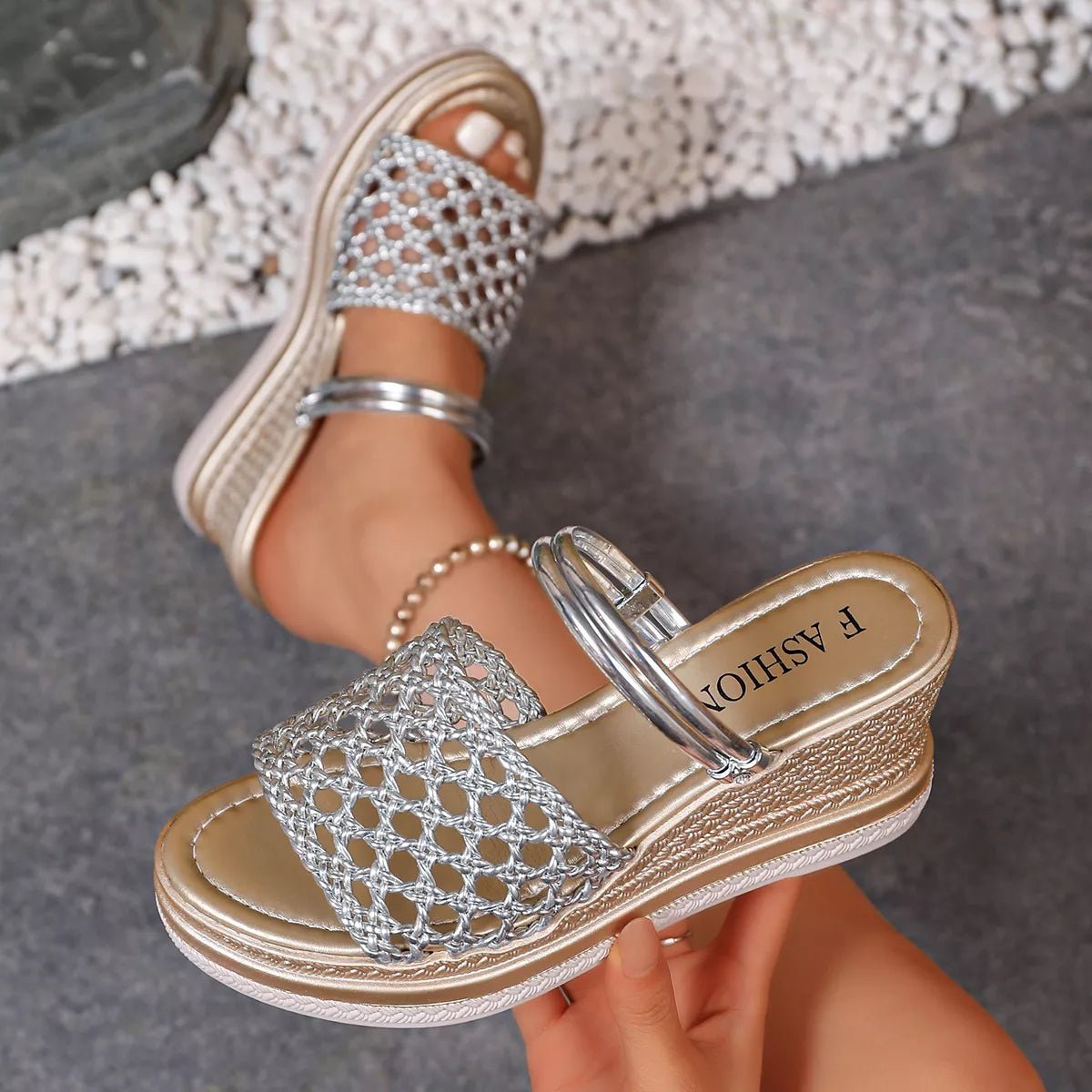 Open Toe Wedge Sandals - LuminaOpen Toe Wedge Sandals